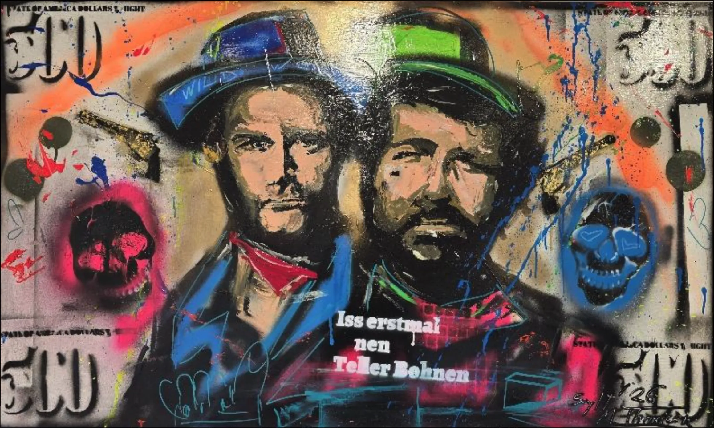 4 Fäuste auf Tresterplatte  Acryl
