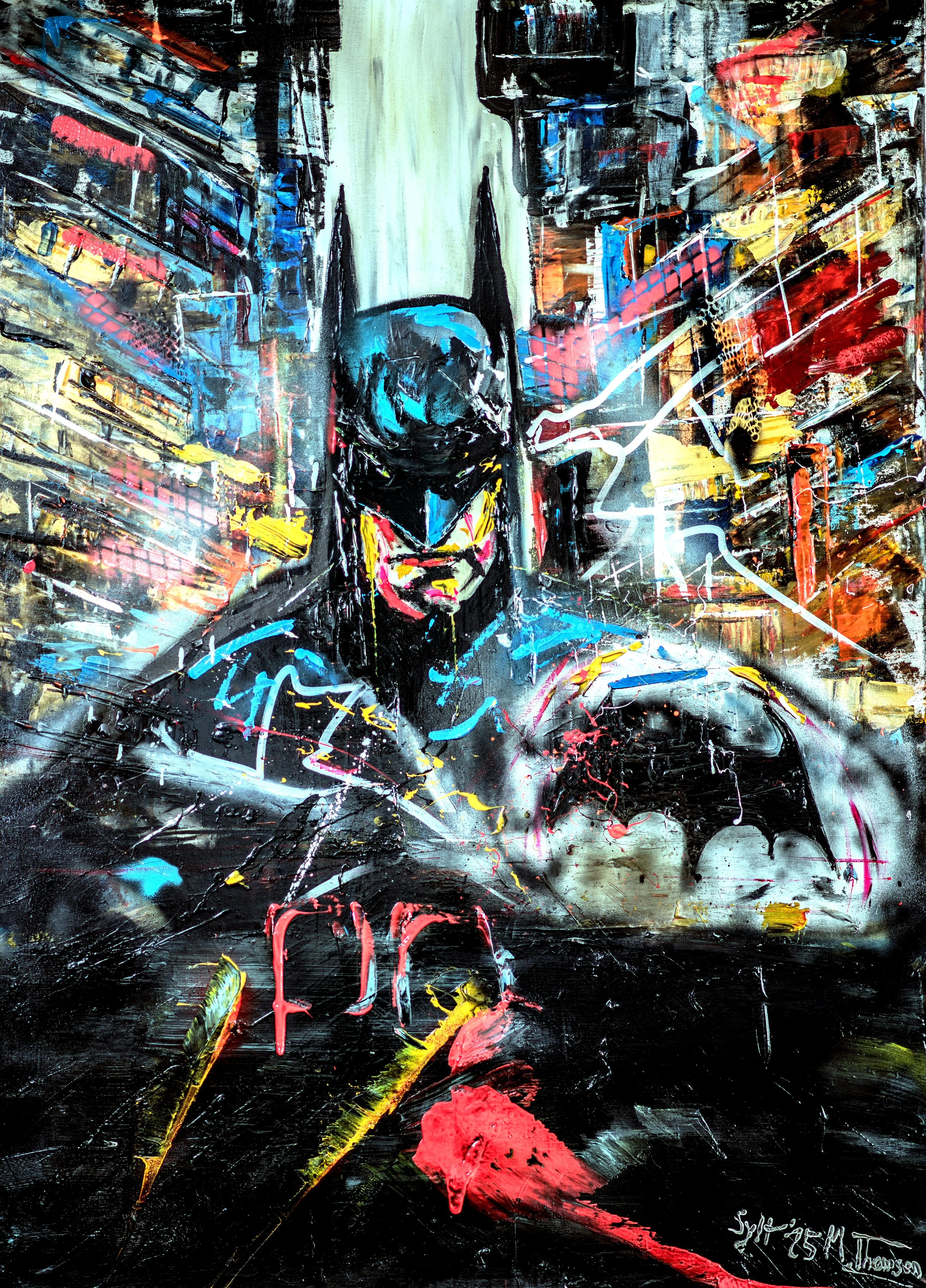 Batman rettet Gotham City 100 x 140 Acryl Multimedia Leinwand 2025